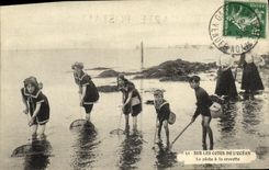 POSTAL de la VENDIMIA en las dimensiones de L oceano que pescan a los ninos del camaron