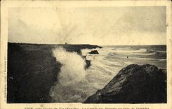 VINTAGE POSTCARD Sion Close Croix de Vie the cave of Fradets one day of storm