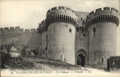 POSTAL Villeneuve Avignon de la VENDIMIA el castillo L entrado