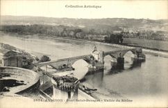 Valle santo de Benezet del puente de Avignon de la POSTAL de la VENDIMIA del Rhone