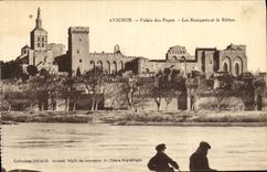 Paladar de Avignon de la POSTAL de la VENDIMIA de los papas Walls y el Rhone
