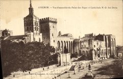POSTAL D vista Avignon de la VENDIMIA junto del paladar del ND de los papas y de la catedral de Doms