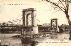 Perfil de Avignon de la POSTAL de la VENDIMIA del puente suspendido