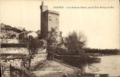 Los bordes de Avignon de la POSTAL de la VENDIMIA del Rhone cierran la torre de Felipe la hermosa