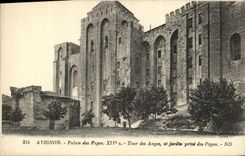 El paladar de Avignon de la POSTAL de la VENDIMIA de los papas Turn de los angeles y del jardin priva de los papas