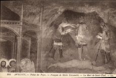 Paladar de Avignon de la POSTAL de la VENDIMIA de los papas Frescos de Matio Giovanetti la muerte de San Pablo