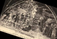 Paladar de Avignon de la POSTAL de la VENDIMIA de los papas Fresco de la camara acorazada del fresco baptista de Jean Saint de la crucifixion de Simon Memmi