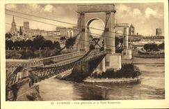 Opinion de Avignon de la POSTAL de la VENDIMIA y el puente suspendido