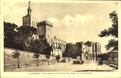 Opinion de Avignon de la POSTAL de la VENDIMIA del paladar de los papas y de la catedral