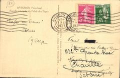 Paladar del ataque frontal de Avignon de la POSTAL de la VENDIMIA de los papas