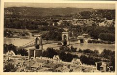 Opinion de Avignon de la POSTAL de la VENDIMIA sobre el puente suspendido y las cuestas de Villeneuve