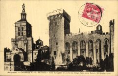 Catedral NR D de Avignon de la POSTAL de la VENDIMIA de la vuelta de Doms Campane y salida el paladar construido debajo de Benoit XII