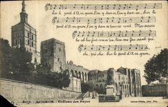 Castillo de Avignon de la POSTAL de la VENDIMIA de los papas