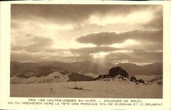 VINTAGE POSTCARD On the High Vosges in winter Sunset seen of Hochstein towards the head of the poles collar of Bussang and Drumont