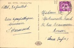 VINTAGE POSTCARD Vittel L Entered Of the Park