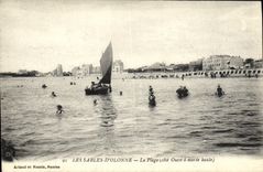 VINTAGE POSTCARD Sands D Olonne the Beach Boat