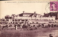 VINTAGE POSTCARD Seas Les Bains Municipal Casinoo Pentie Direction taken of the beach
