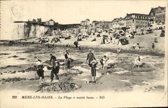 VINTAGE POSTCARD Mers les Bains the Beach has Low tide
