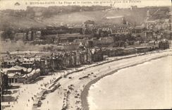 VINTAGE POSTCARD Seas les Bains the Beach and the Casino View taken of cliffs