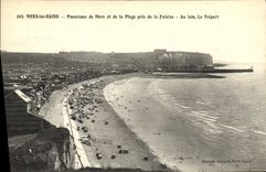 VINTAGE POSTCARD Seas Les Bains Panorama Of Seas of the Beach Taken of Cliff