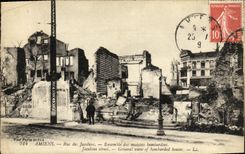 VINTAGE POSTCARD Amiens Street of the Jacobins Together of the houses bombardees Militaria