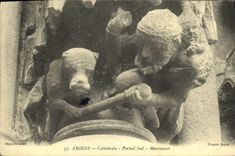 VINTAGE POSTCARD Amiens Cathedral Southern Gate Marmouset