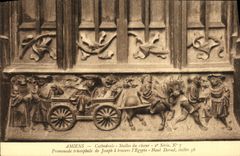 VINTAGE POSTCARD Amiens Cathedral Stalls of the Chorus triumphal Walk of Joseph through L Egypt High dorsal