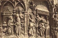 VINTAGE POSTCARD Amiens Cathedral Stalls of the chorus the Visitation L Annunciation