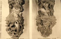 VINTAGE POSTCARD Amiens Cathedral Stalls of the Chorus the merry fantastic Animal drinker