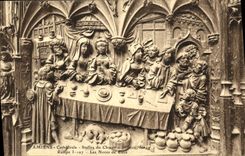 VINTAGE POSTCARD Amiens Cathedrale Stalls of the Chorus Crawls the Wedding at Cana