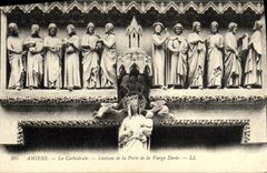 VINTAGE POSTCARD Amiens the Cathedral Lintel of the Gate of the Virgin Golden