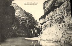 VINTAGE POSTCARD Gorges of the Tarn Rocks under Chely Saint