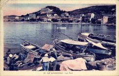 VINTAGE POSTCARD Lavandou the Port Boat