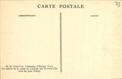 Isla de la POSTAL de la VENDIMIA de la comuna portuaria D Hyeres de la raza a campo traves un torneado del camino del acantilado