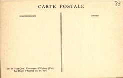 Isla de Hyeres de la POSTAL de la VENDIMIA de la comuna portuaria de la raza a campo traves el dinero de la playa D o del sur