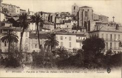 POSTAL Hyeres de la VENDIMIA vista de L hotel de las palmeras hacia L iglesia