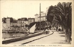 VINTAGE POSTCARD Sanary the Quay Victor Hugo Boats