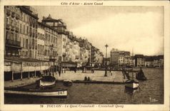 VINTAGE POSTCARD Toulon the Quay Cronstadt Boats Large coffee of the roads