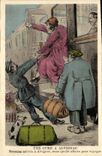 VINTAGE POSTCARD a Cure has Alvignac Sommes arrive has Alvignac Train Folklore Humor