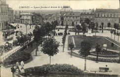 VINTAGE POSTCARD Limoges Jourdan Public garden and Avenue of the Station
