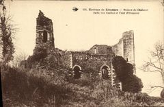 VINTAGE POSTCARD Limoges Ruins of Chalucet Room of the Guards and Court D Honor