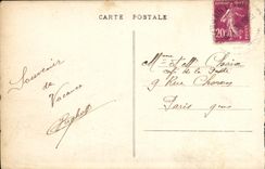 VINTAGE POSTCARD Limoges Town hall the Fountain Porcelaien rehaussee D enamels