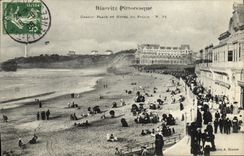 CPA Biarritz Pittoresque Grand Plage Et Hotel Du Palais