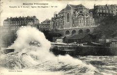 CPA Biarritz Pittoresque Tempete du 9 Fevrier Eglise Ste Eugenie