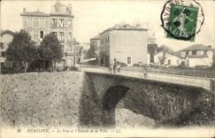 VINTAGE POSTCARD Hendaye the Bridge And L Entered of the City Farmacia Pharmacy