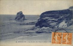 VINTAGE POSTCARD Hendaye Rocks of the Two Twins