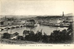 VINTAGE POSTCARD Bayonne Junction of Nive and L Adour