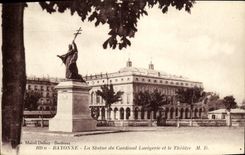 VINTAGE POSTCARD Bayonne the Statue Of the Lavigerie Cardinal And the Theater