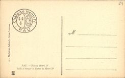 VINTAGE POSTCARD Pau Castle Henri IV Dining room and rules of Henri IV
