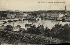 VINTAGE POSTCARD Bayonne Junction of Nive and L Adour